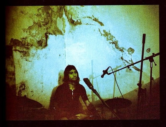 Charlie Watts, Stones drummer extraordinaire, in Keith Richards's basement during the 