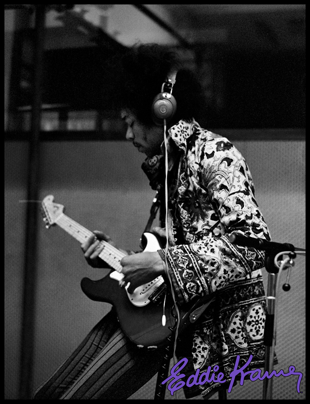 Jimi Jamming and at work in the studio. Photo courtesy Eddie Kramer Archives
