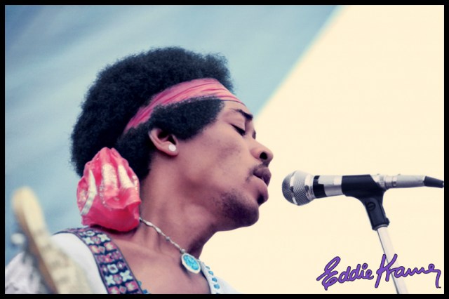 As we remember him: Hendrix and headband closes Woodstock, 1969. Photo by Eddie Kramer (visit http://eddiekramerarchives.com for the story behind this shot and so much more.