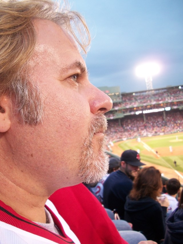 Gazing out at the scenery and bonding with my 'Fear The Beard' at Fenway for Game 2 of the American League Division series versus the Tampa Bay Rays. Thanks to my good friend Judy Kelliher for snapping this shot while my mind was elsewhere.