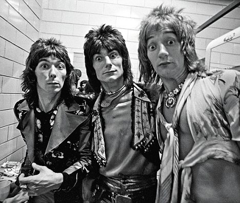 Such a serious bunch: The Faces making faces. L-R: Mac, Ronnie Wood, Rod Stewart