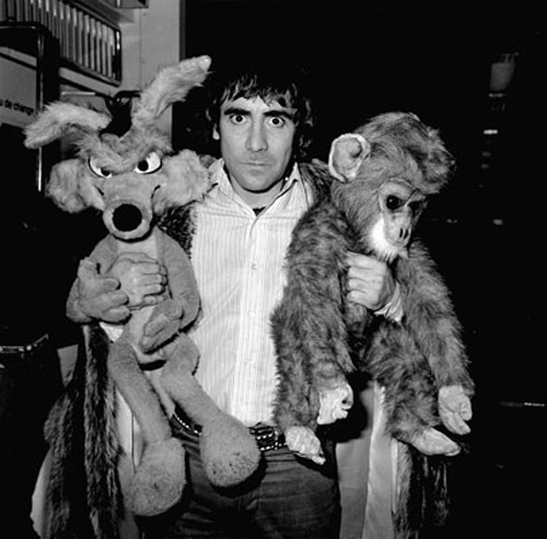 Keith Moon with his carry-on luggage at Heathrow Airport.
