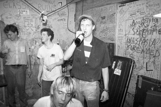 Charlie's thirsty after (or is that before?) the gig with Scruffy The Cat, somewhere in the '80s