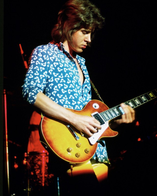 Another day another solo: Mick Taylor onstage with the Stones, 1972.